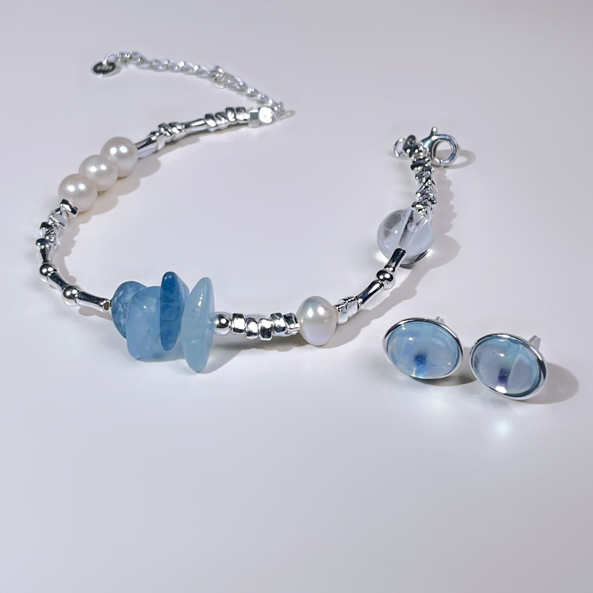Morning Over The Sea - Bracelet and Earrings Set