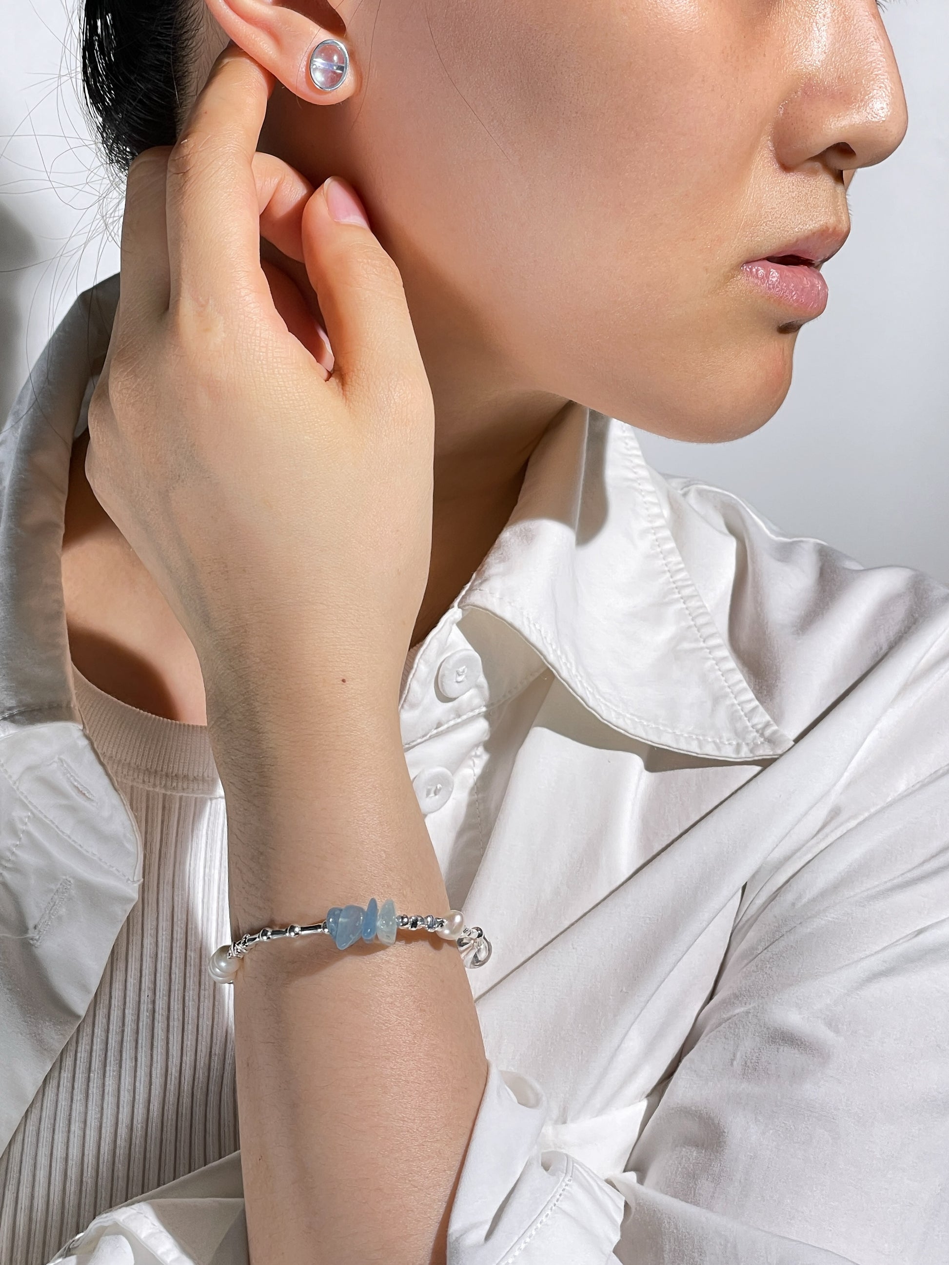 Morning Over The Sea - Bracelet and Earrings Set